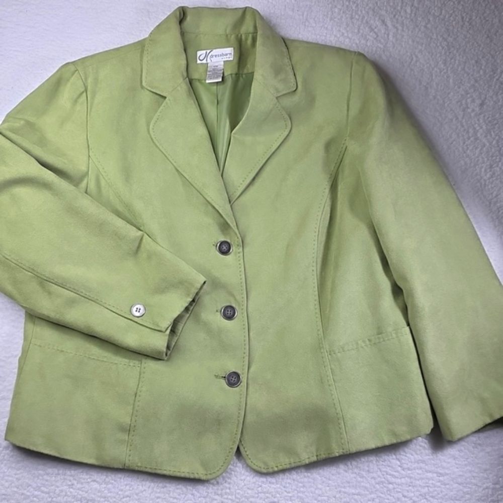 Dressbarn Vibrant Green Suede Like Blazer Size 16w